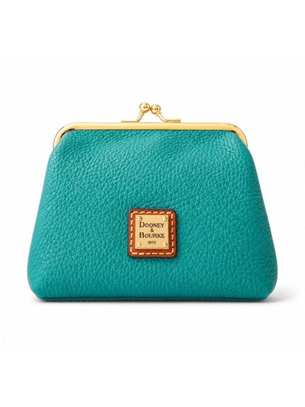 Dooney & Bourke Large Framed Coin Purse NWT Teal Pebbled Leather Gold Kisslock